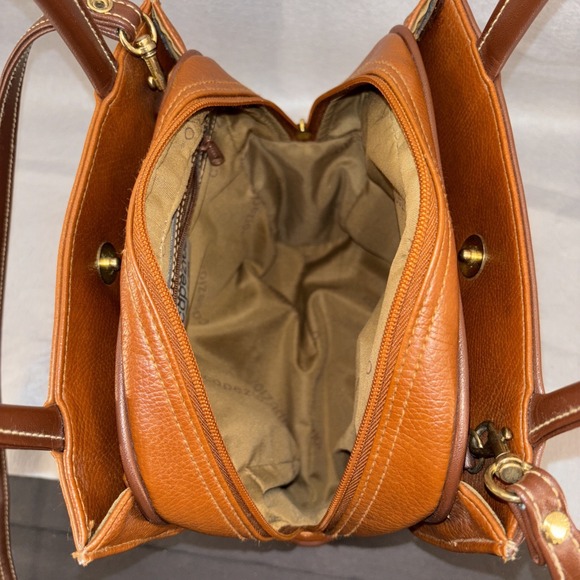 Vintage Capezio Double Top Handle Crossbody Purse Square 2‎ Tone Faux Leather - Picture 13 of 13